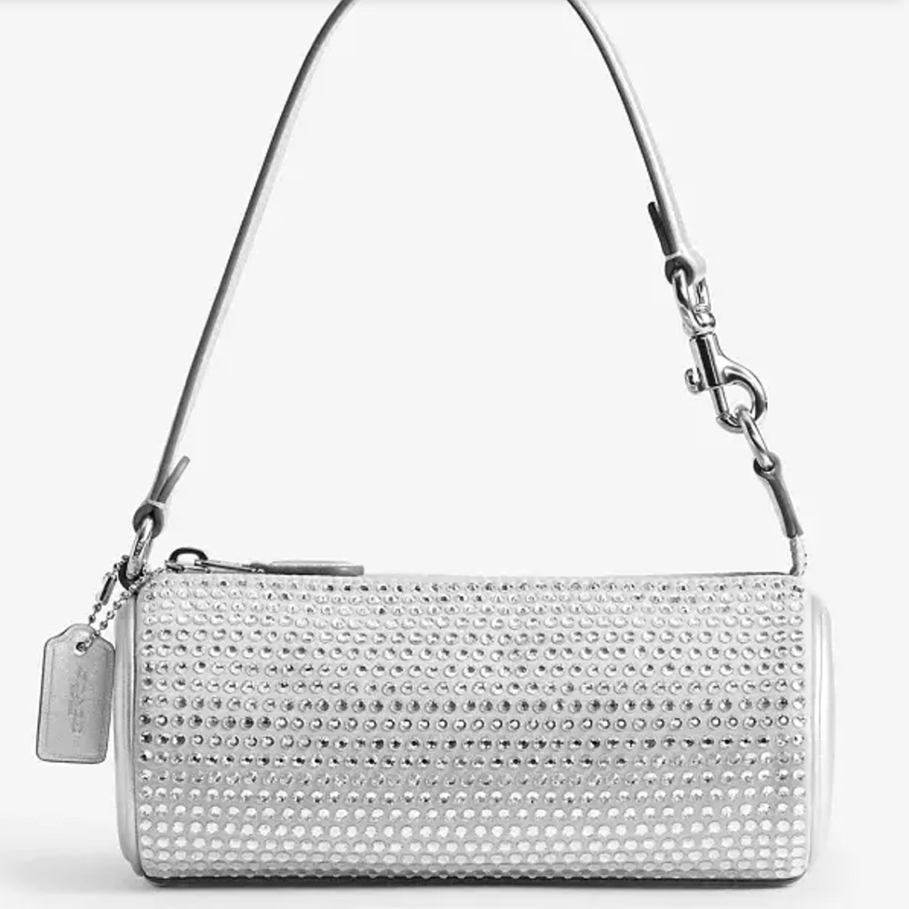 NWT Coach Silver & Gray w/Crystals Cylinder Wristlet/Purse - Picture 7 of 9